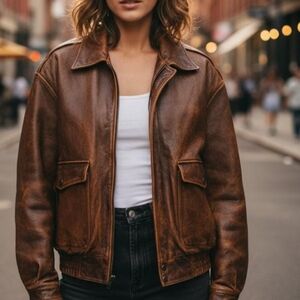 Michael Kors Rich Brown Leather Jacket